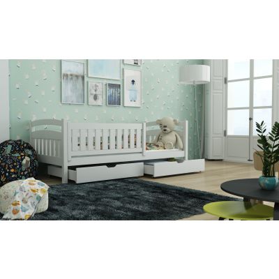 Terrance Wooden Bed with 2 Drawers Storage - White