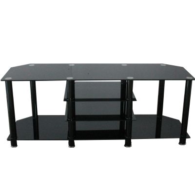Berlin Large 3-Tier Black Glass TV Stand