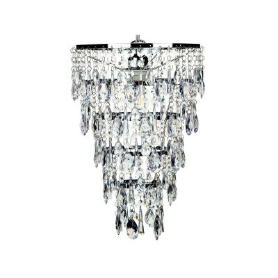 Pendant Lamp Silver Transparent Iron Faux Crystals Chandelier Glam