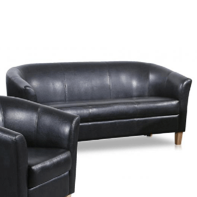Bexhill 3 Seater Faux Leather Sofa - Black