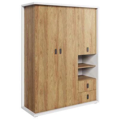 Kids Wardrobe - MAIDENHEAD 3 Door 2 Drawer Children Wardrobe - Medium Oak 150cm