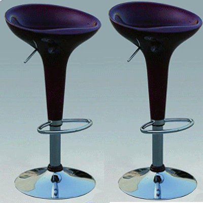 Bolton Chrome Bar Stool Pair with Adjustable Features - Red