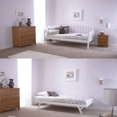 Congleton Wooden Day Bed and Trundle Bed Set - White