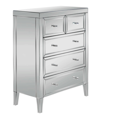VAUGHAN Silver Chest of Drawers - Medium-sized, 5 Drawers, Mirrored