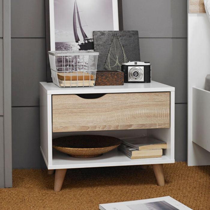Stockholm 1 Drawer Bedside Cabinet - White
