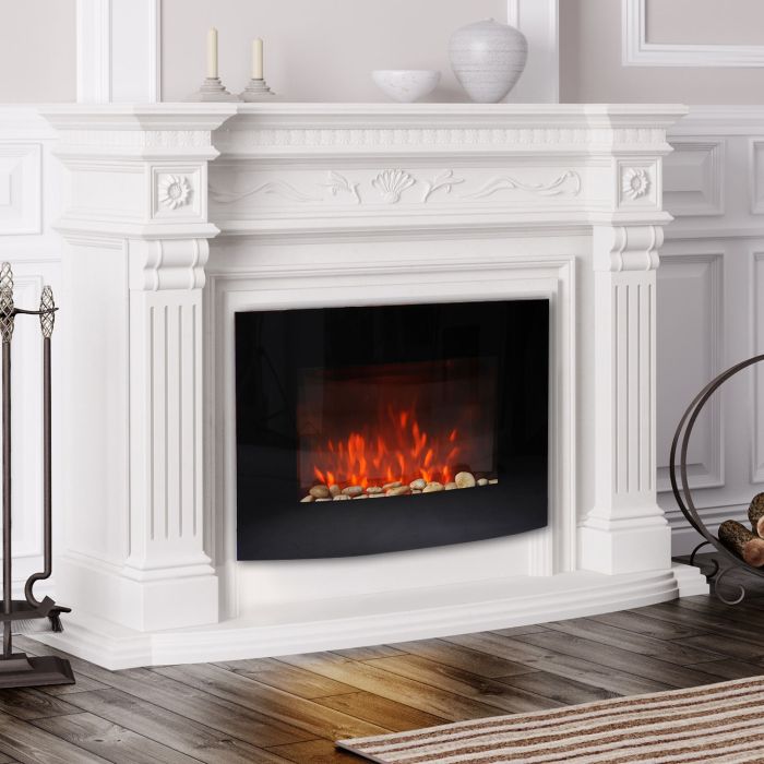 Large LED Curved Glass Electric Fire Place