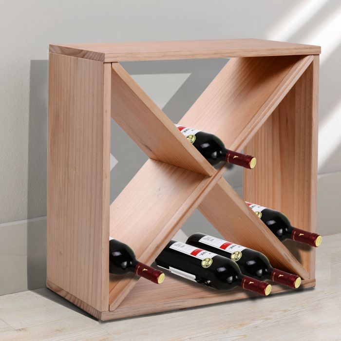 24-Bottle Wooden Wine Rack Stand