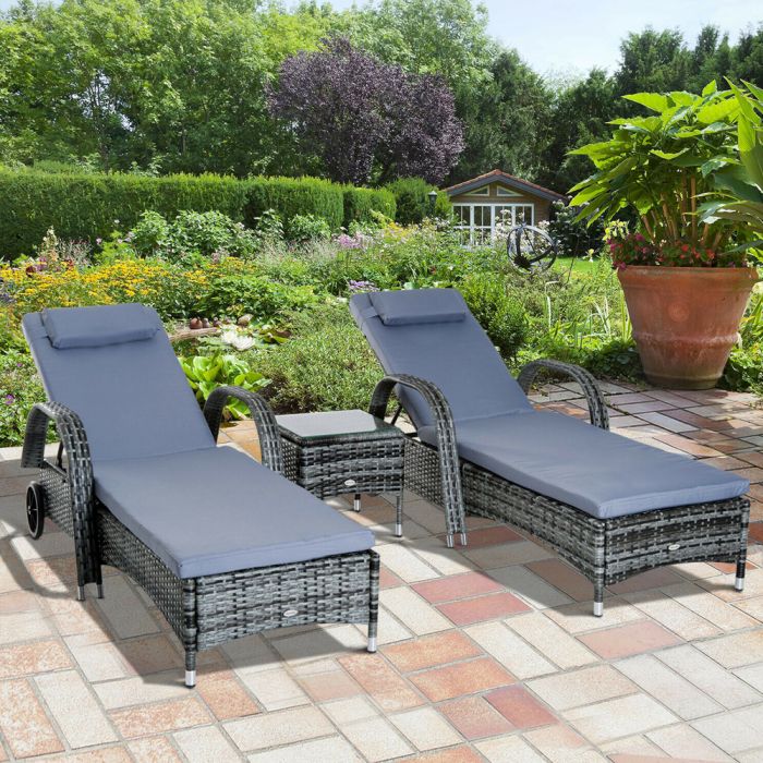 Rattan Garden Day Bed Set - Grey