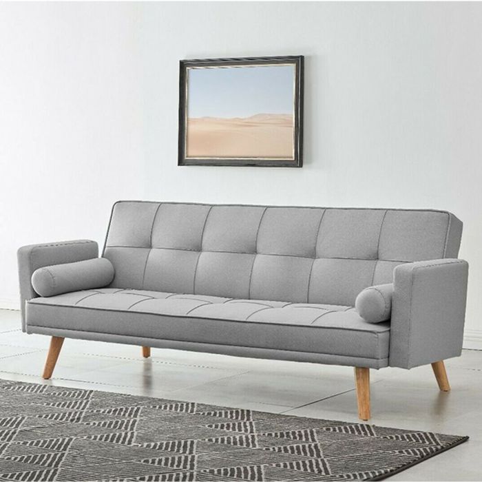 Modern Padded 3 Seater Sofa bed - Grey, Charcoal and Mustard