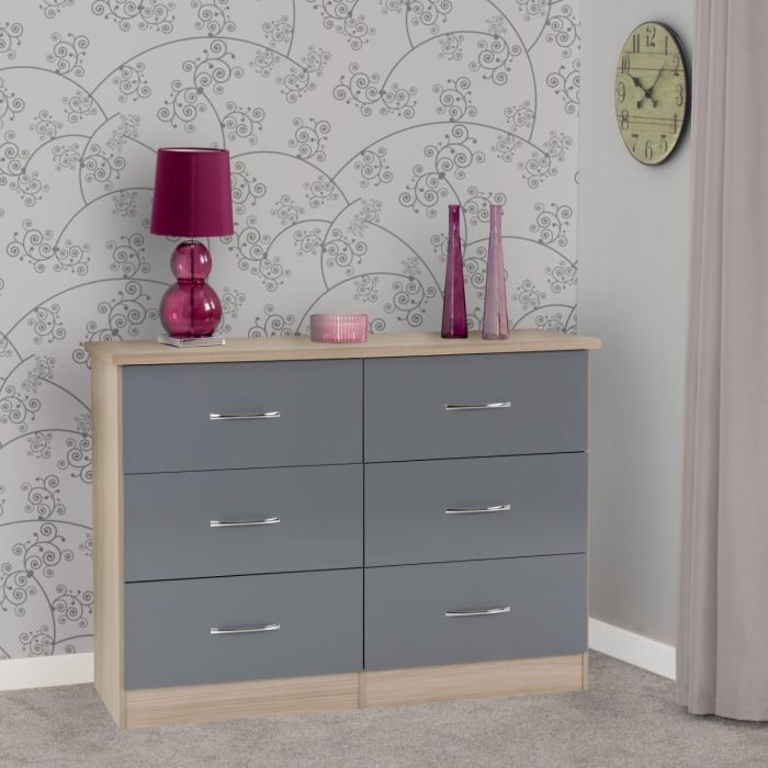 Grey Chest of Drawers - NEWBIGGIN VIII Large Chest 6 Drawers