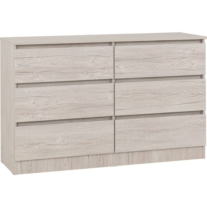 MALDEN Natural Finish Chest of Drawers - Large-sized, 6 Drawers