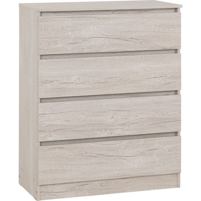 MALDEN Natural Finish Chest of Drawers - Medium-sized, 4 Drawers