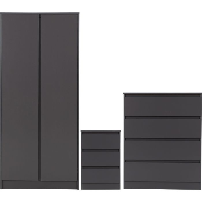 Wardrobe Set - MALDEN Bedroom Set Grey 80cm
