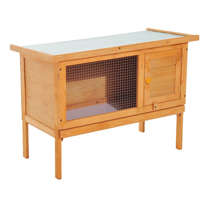Elevated Design Fir Wood Rabbit Hutch - Natural Wood