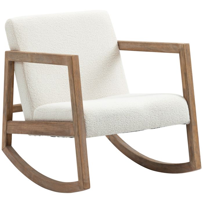 Rocking Chair - Rocking Chair with Upholstered Cushion and Wood Base Cream 60cm