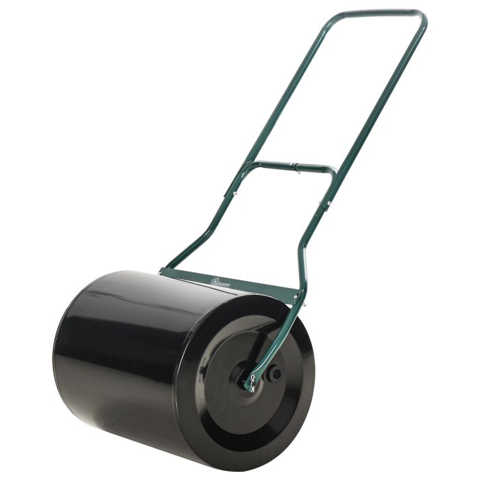 ?50cm Steel Garden Lawn Roller Push Pull w/ Fillable Cylinder Water Sand Plug Lawn Flatten Seed Sow Rolling Drum w/ Handle