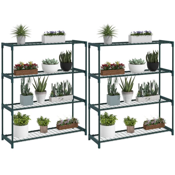 SUNVISTA Four-Tier Steel Plant Shelf - Black