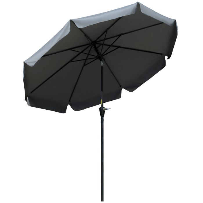 2.66m Patio Umbrella Garden Parasol Outdoor Sun Shade Table Umbrella with Ruffles, 8 Sturdy Ribs, Charcoal Grey