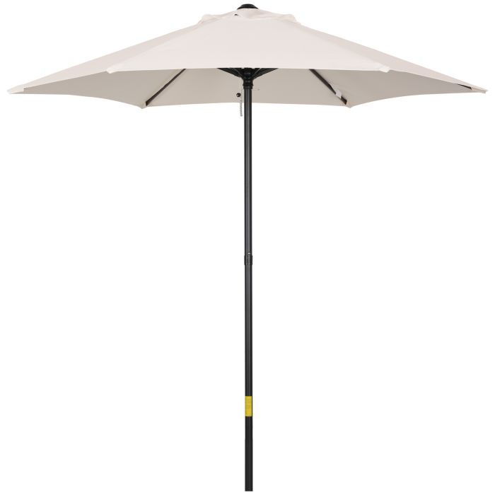2m Patio Parasols Umbrellas, Outdoor Sun Shade with 6 Sturdy Ribs for Balcony, Bench, Garden, Cream White