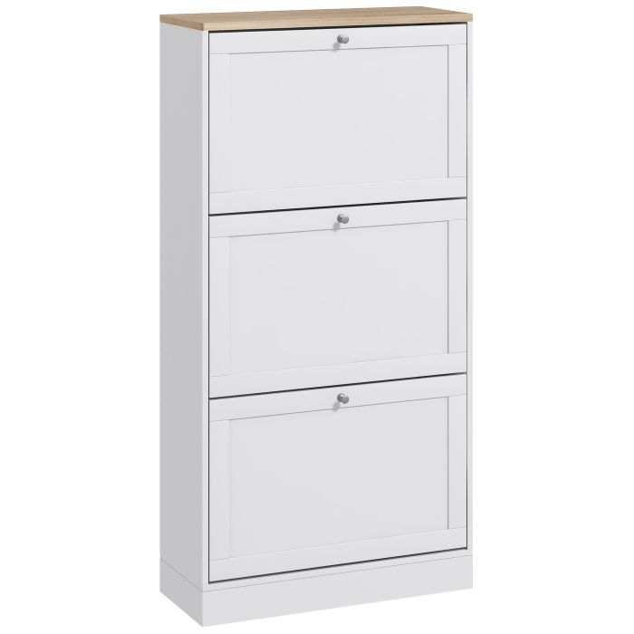 Scott Shoe Cabinet with 3 Flip Drawers - White
