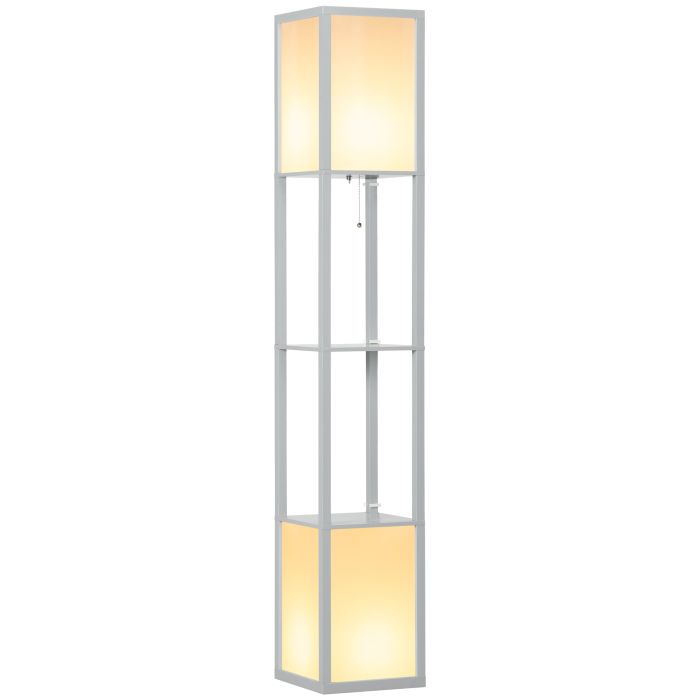 Modern Shelf Floor Lamp with Dual Ambient Light, Standing Lamp Living Room, Bedroom, 156cm, Grey