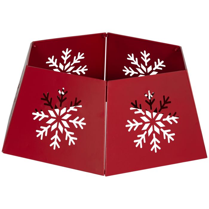 Christmas Tree Skirt - Snowflake Christmas Tree Collar Red 67.5cm
