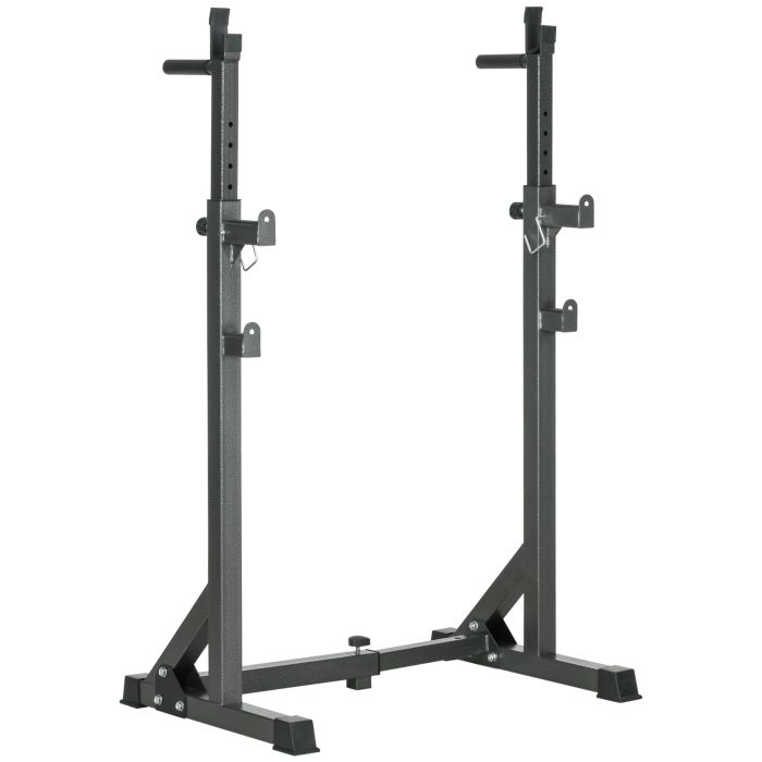 SPORTNOW Heavy Duty Barbell Squat Rack with Dip Station, Adjustable and Multifunctional Weight Power Stand for Home Gym