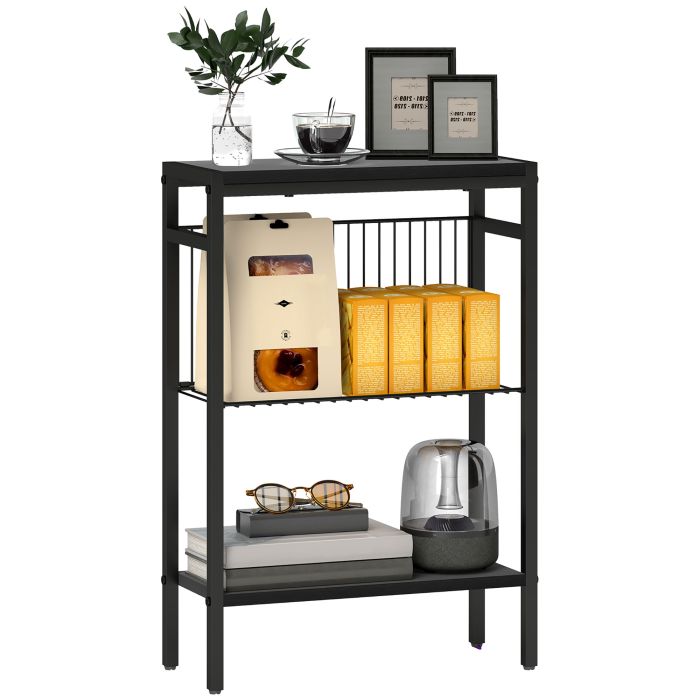 Side Table - Three Shelf Industrial Side Table Black 43cm