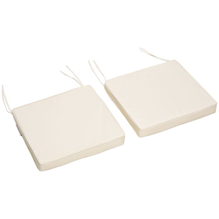Garden Chair Cushions with Ties - Cream White - Set of 2