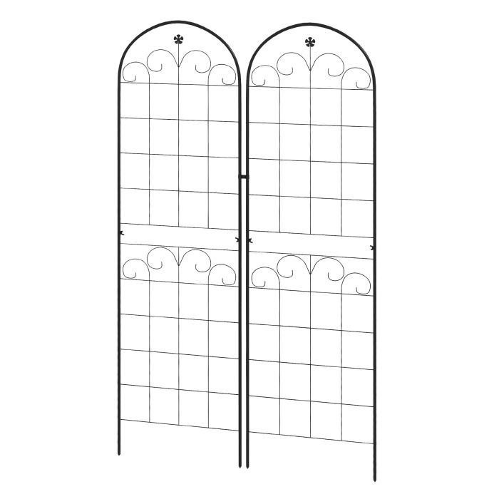 Metal Trellis Set of 2, Garden Trellis for Climbing Plants Support Frames, Floral Design