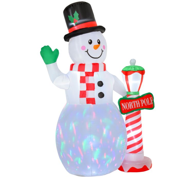 Debbie 2.4m Tall Christmas Inflatable Snowman with Street Lamp Lighted for Home Indoor Outdoor Garden Lawn Decoration Party Prop