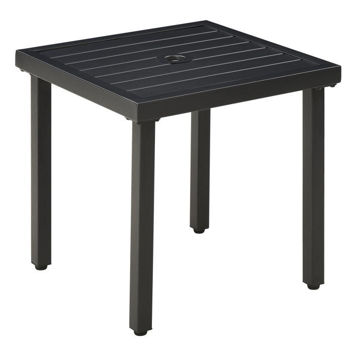 Jones Durable Steel Frame Patio Side Table with Umbrella Hole - Black