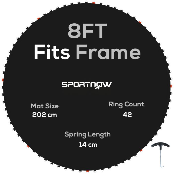 SPORTNOW Replacement Trampoline Mat with Spring Pull Tool and 42 V-Hooks, Fits 8ft Trampoline Using 14cm Springs