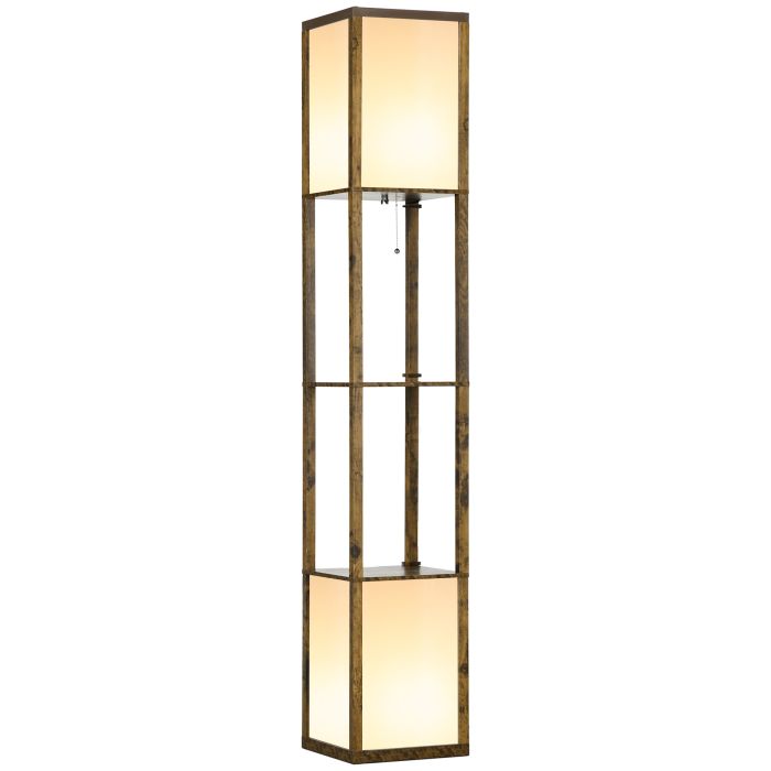 Modern Shelf Floor Lamp with Dual Ambient Light, Standing Lamp Living Room, Bedroom, 156cm, Brown