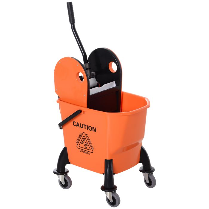Scott 26L Mop Bucket with Wringer and Handle for Household Use - Orange
