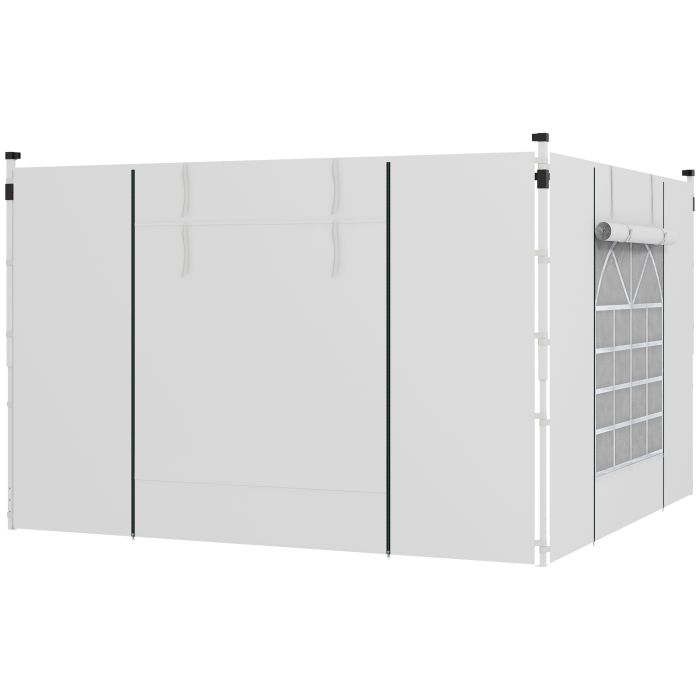 Gazebo Side Panels, 2 Pack Sides Replacement, for 3x3(m) or 3x6m Pop Up Gazebo, with Windows and Doors, White