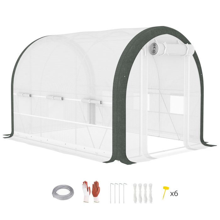 SUNVISTA 3 x 2(m) Walk-In Tunnel Greenhouse, with Accessories - White