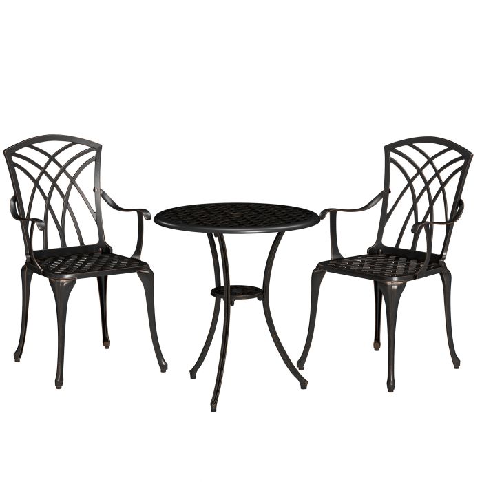 SUNVISTA 3 Pieces Garden Dining Set for 2, Bronze Tone