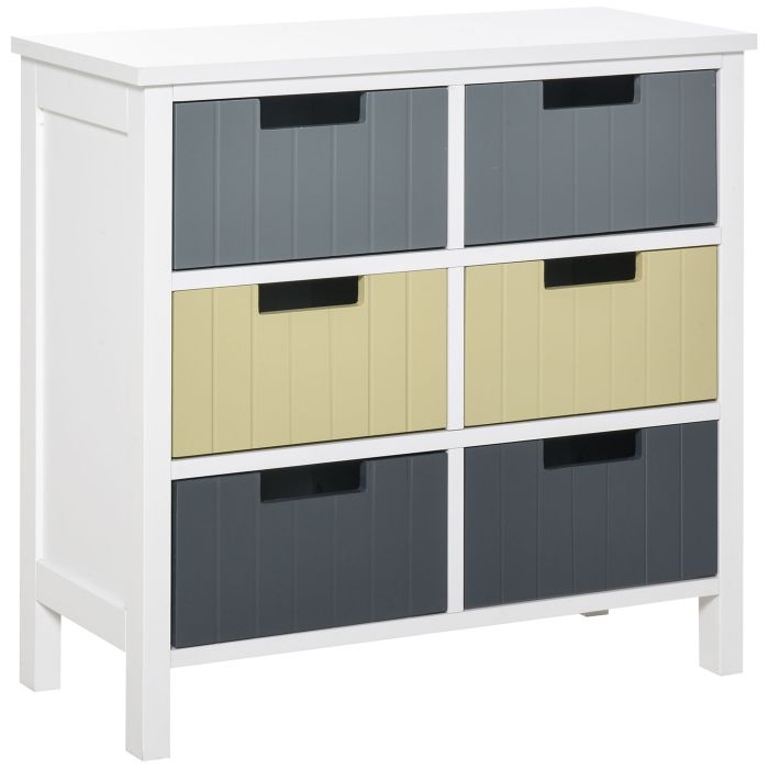 HERON Multi Colour Chest of Drawers - Medium-sized, 6 Drawers, Double