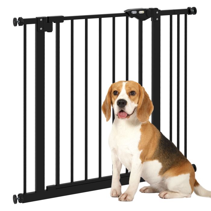 Metal 74-87cm Wide Adjustable Dog Gate Black