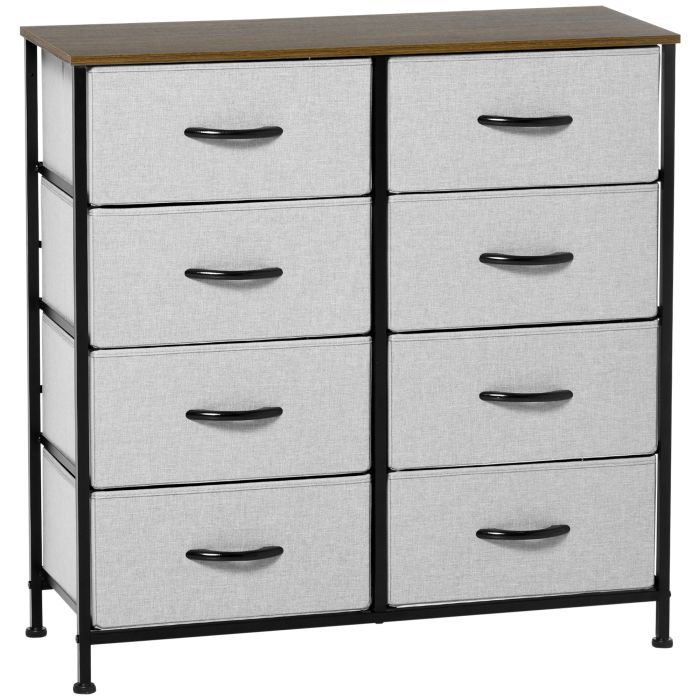 JAPRIS Grey Chest of Drawers - Medium-sized, 8 Drawers, Double