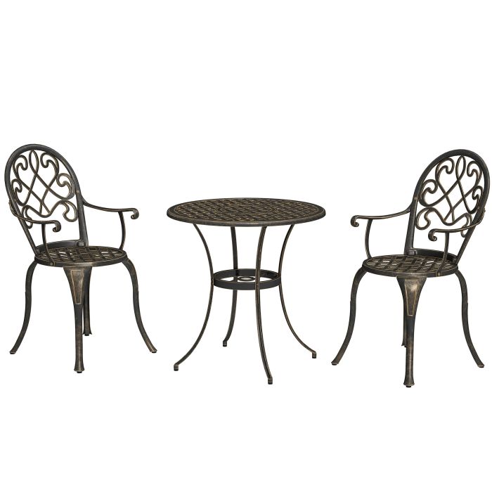 SUNVISTA Three-Piece Elegant Aluminium Garden Set - Bronze Tone