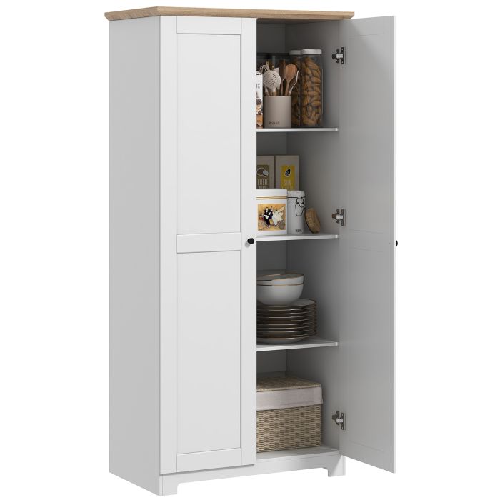 172cm Wooden Storage Cabinet Cupboard With 2 Doors 4 Shelves White Pantry Closet