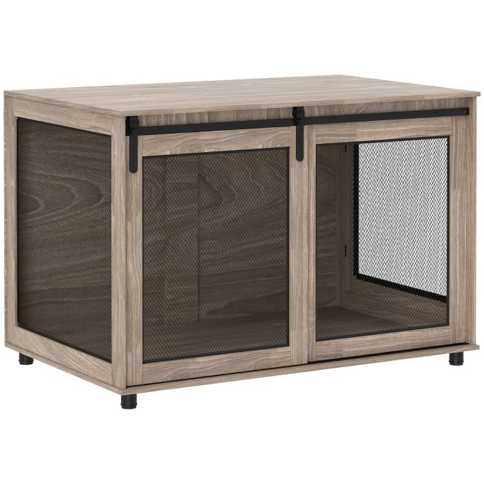 PAWSTER Dog Crate Furniture with Sliding Door for Extra Large Dogs, 118 x 75.5 x 82cm, Walnut Brown