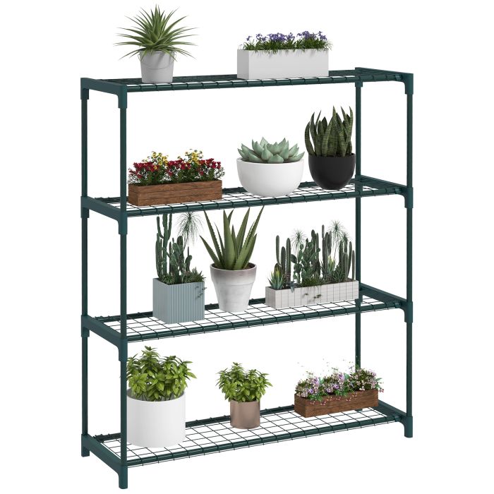 Plant Stand - 4-Tier Steel Plant Shelf Green 89cm