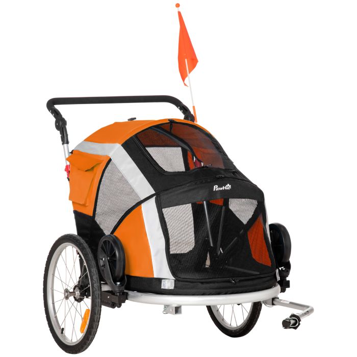 Dog Bike Trailer 2-in-1 Pet Stroller for Large Dogs Cart Foldable