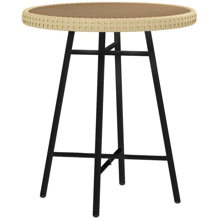 PE Rattan Side Table Natural Wood Finish