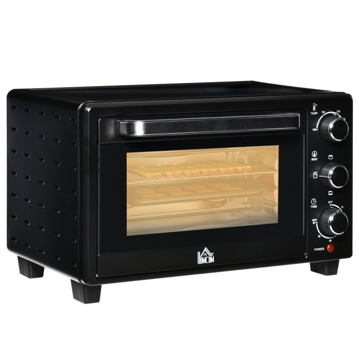 21L Countertop 1400W Electric Grill Oven with Adjustable Temperature, Tray and Wire Rack - Black