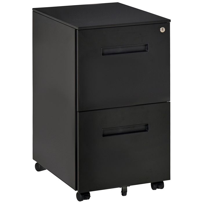 Mobile File Cabinet Vertical Home Office Organizer Filing Furniture with Adjustable Partition for A4 Letter Size, Lockable, Black