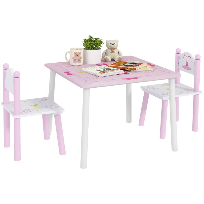 AIVAGO Princess Design Kids Table and Chairs Set for Activity, Art, Drawing, Toddler Table and Chairs Set for Playroom, Nursery